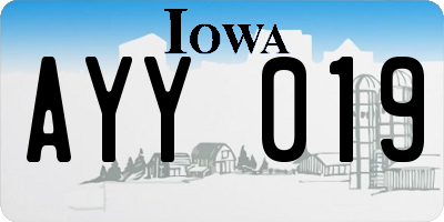 IA license plate AYY019