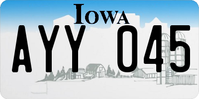 IA license plate AYY045