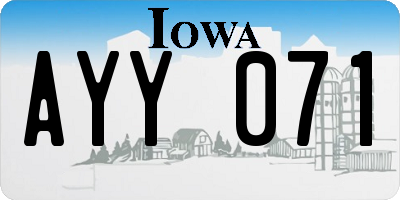IA license plate AYY071