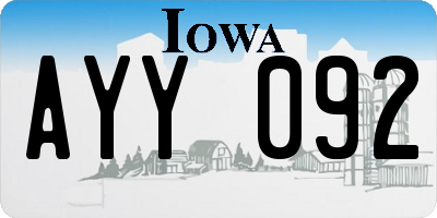 IA license plate AYY092