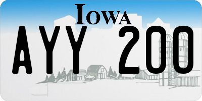IA license plate AYY200