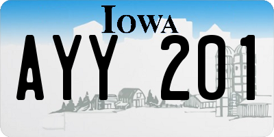 IA license plate AYY201