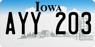 IA license plate AYY203