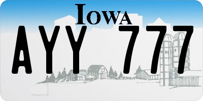 IA license plate AYY777