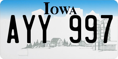 IA license plate AYY997