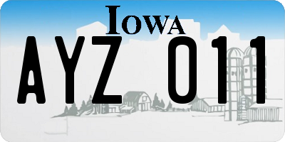IA license plate AYZ011