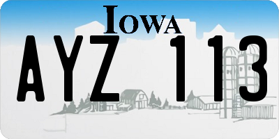 IA license plate AYZ113