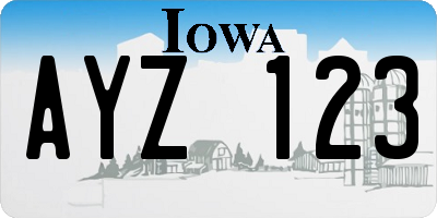 IA license plate AYZ123