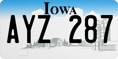 IA license plate AYZ287