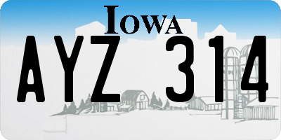 IA license plate AYZ314