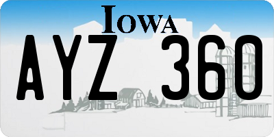 IA license plate AYZ360