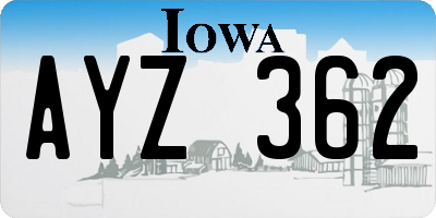 IA license plate AYZ362
