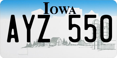 IA license plate AYZ550