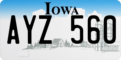 IA license plate AYZ560