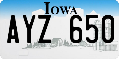 IA license plate AYZ650