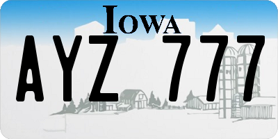 IA license plate AYZ777