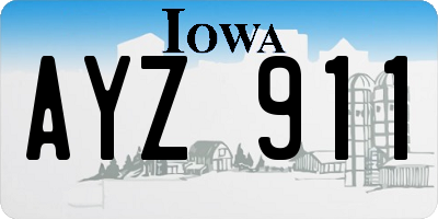 IA license plate AYZ911