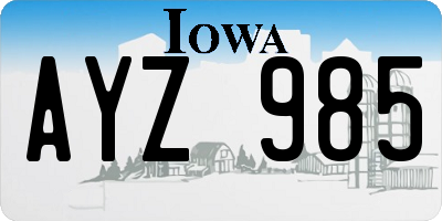 IA license plate AYZ985