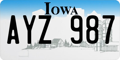 IA license plate AYZ987