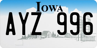 IA license plate AYZ996