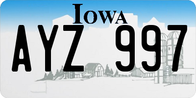 IA license plate AYZ997