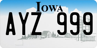 IA license plate AYZ999