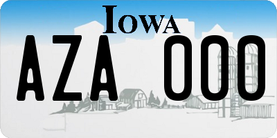 IA license plate AZA000