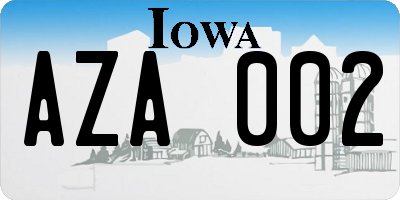 IA license plate AZA002