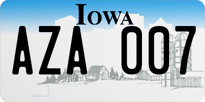 IA license plate AZA007