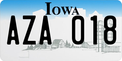 IA license plate AZA018