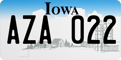 IA license plate AZA022
