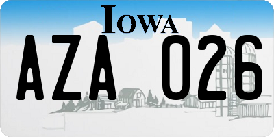 IA license plate AZA026