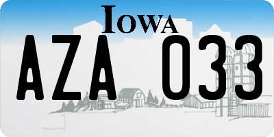 IA license plate AZA033