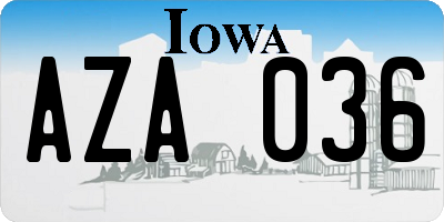 IA license plate AZA036