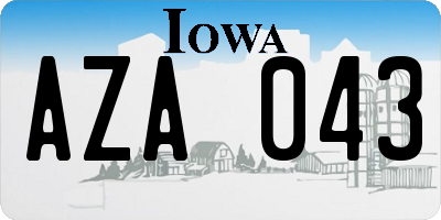 IA license plate AZA043