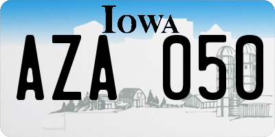 IA license plate AZA050