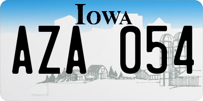 IA license plate AZA054