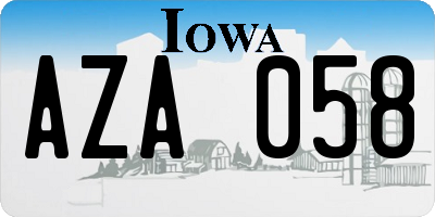 IA license plate AZA058