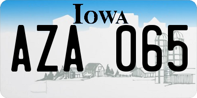 IA license plate AZA065