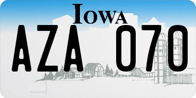 IA license plate AZA070