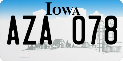 IA license plate AZA078