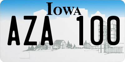 IA license plate AZA100