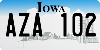 IA license plate AZA102