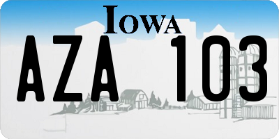 IA license plate AZA103