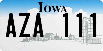 IA license plate AZA111