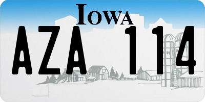 IA license plate AZA114