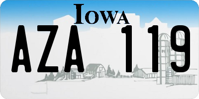 IA license plate AZA119