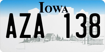 IA license plate AZA138