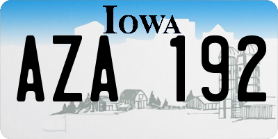 IA license plate AZA192