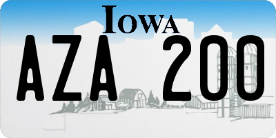 IA license plate AZA200